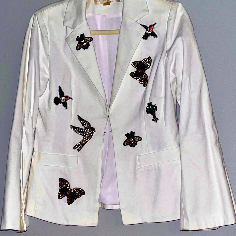 AWESOME 👀 Boston Proper Blazer White Evening Blazer Jacket - Unique - Size 8